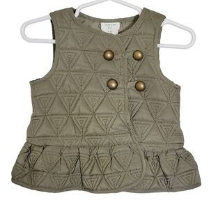 K1282 * Aspen Kids Girls Quilted Vest Olive Green Size 18M